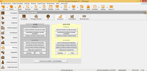 Pénzügyi korrekciós funkciók